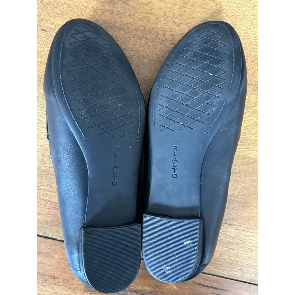 Rialto Black Loafers Womens 8.5M Horsebit Flats Classic Comfort Shoes - Picture 6 of 10